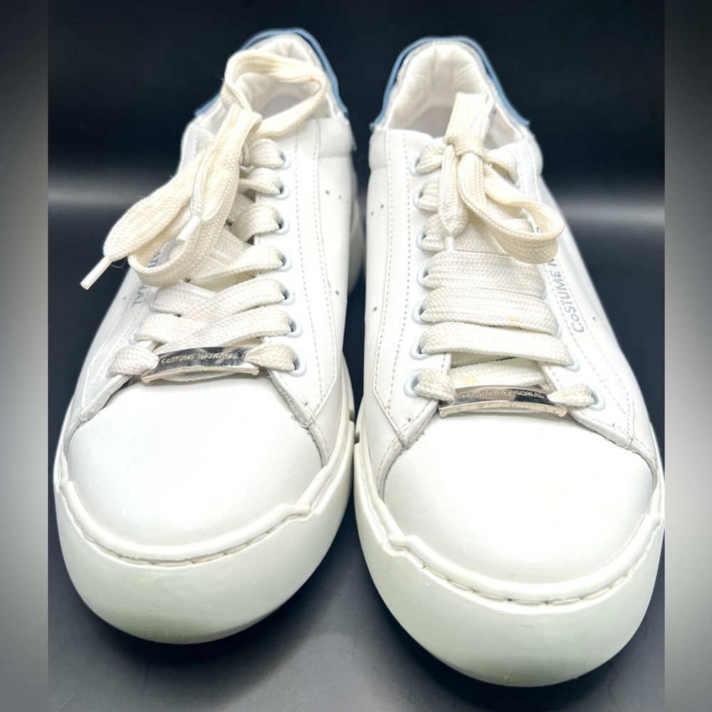 CNC CoSTUME National White Sneakers with Blue Heel Accent- Size:37-1/2 - Picture 5 of 10